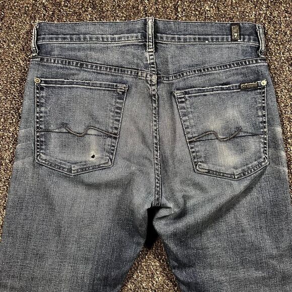 7 For All Mankind Jeans Men’s 33x31 Blue Denim Bootcut Distressed Casual Y2K - Picture 1 of 6